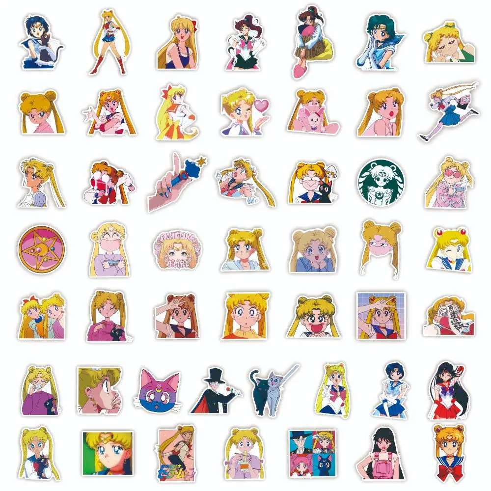 10/30/50PCS Sailor Moon Cartoon Stickers Japan Anime Sticker Funny Decals DIY Scrapbook Luggage Laptop Guitar Car Bike Kids Toys