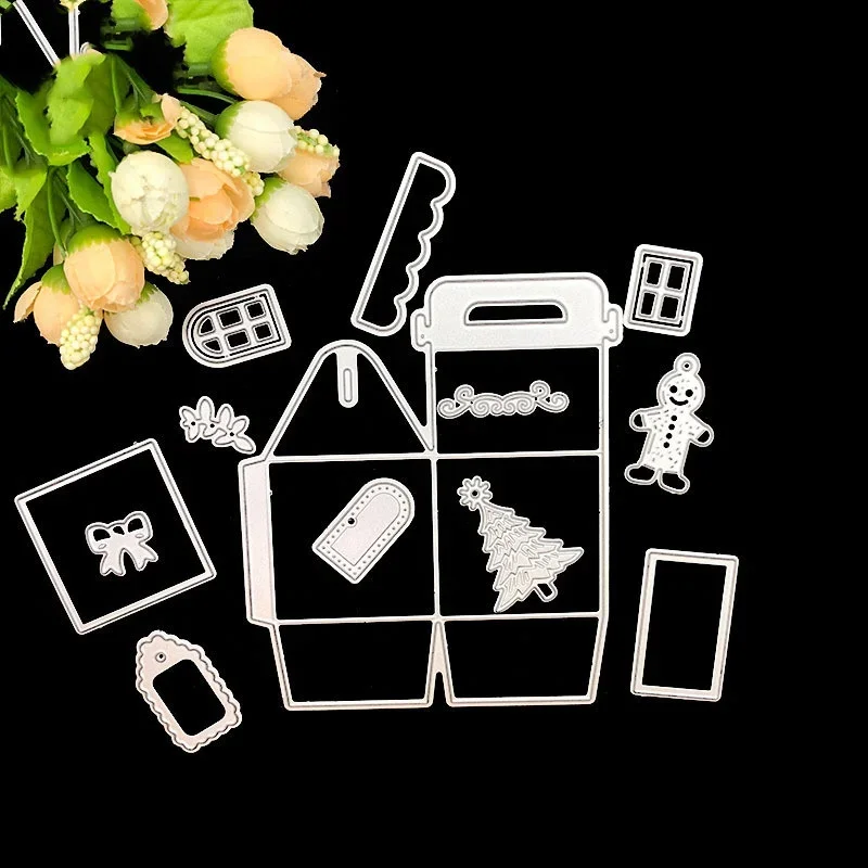 Christmas Gift Box Die Metal Cutting Dies Frame Craft Cutting Die Embossing Stencil for Handmade Paper Card Making Scrapbooking