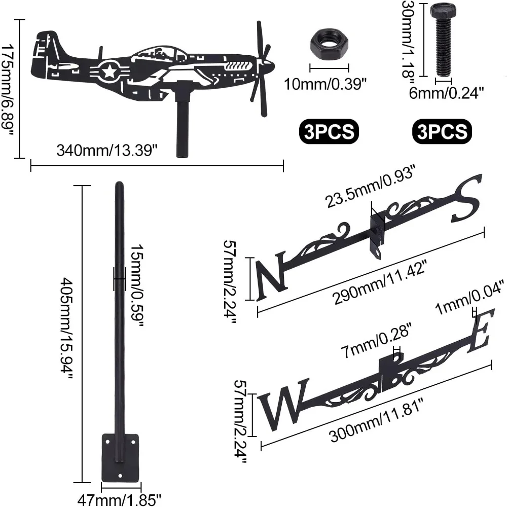 Weathervane Fighter Ornament Wind Vane Weathercock Metal Weather Vane for Garden Decor Farmhouse Decorative Outdoor Garden Wind