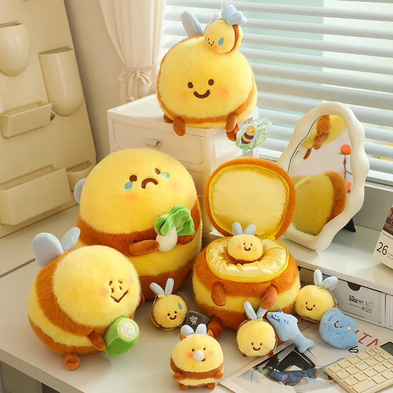 Cute Sha Bee Plush Toys Pendant Stuffed Cai Bee Plush Super Soft Honey Jar Plush Doll Bed Sleep Pillow Prezenty urodzinowe dla dzieci