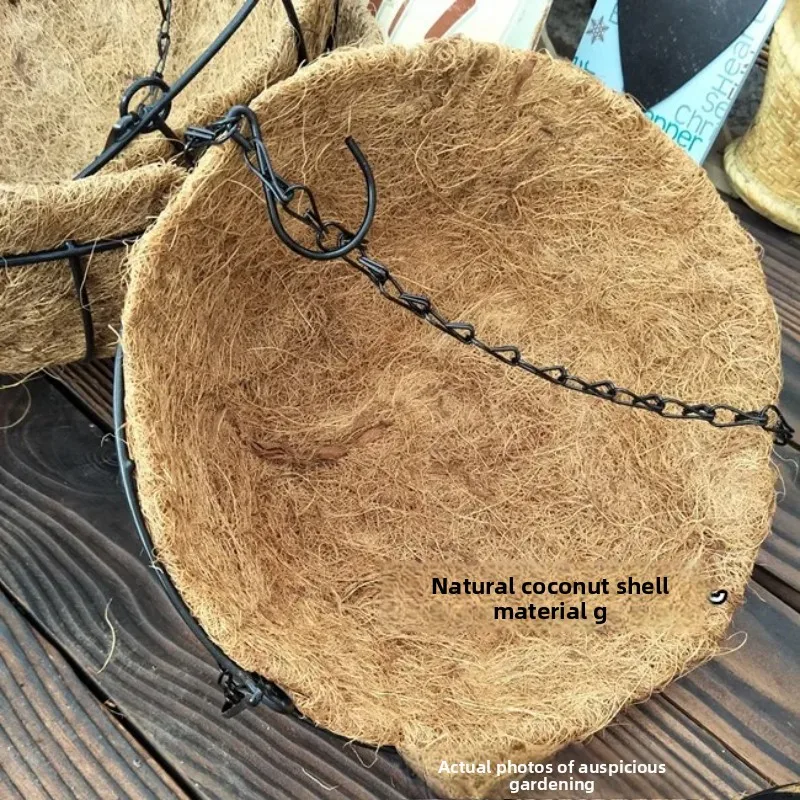 Coconut Palm Hanging Basket, Natural Hanging Basket for Garden, Eco-Friendly Hanging Coconut Shell Planter, Floral Garden Pot