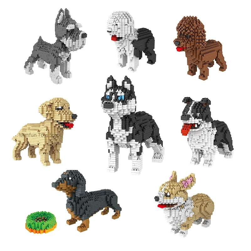 

Mini Animal Building Block Dog Model Husky Schnauzer Dachshund Corgi Puppy Micro Diamond DIY Assembly Bricks Toy for Kid Gift