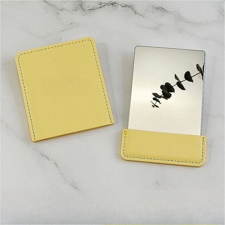 

Japanese Korean Style Ultra-Thin Portable Makeup Mirror, Square PU Leather Compact with Stainless Steel Mirror in Multi-Color