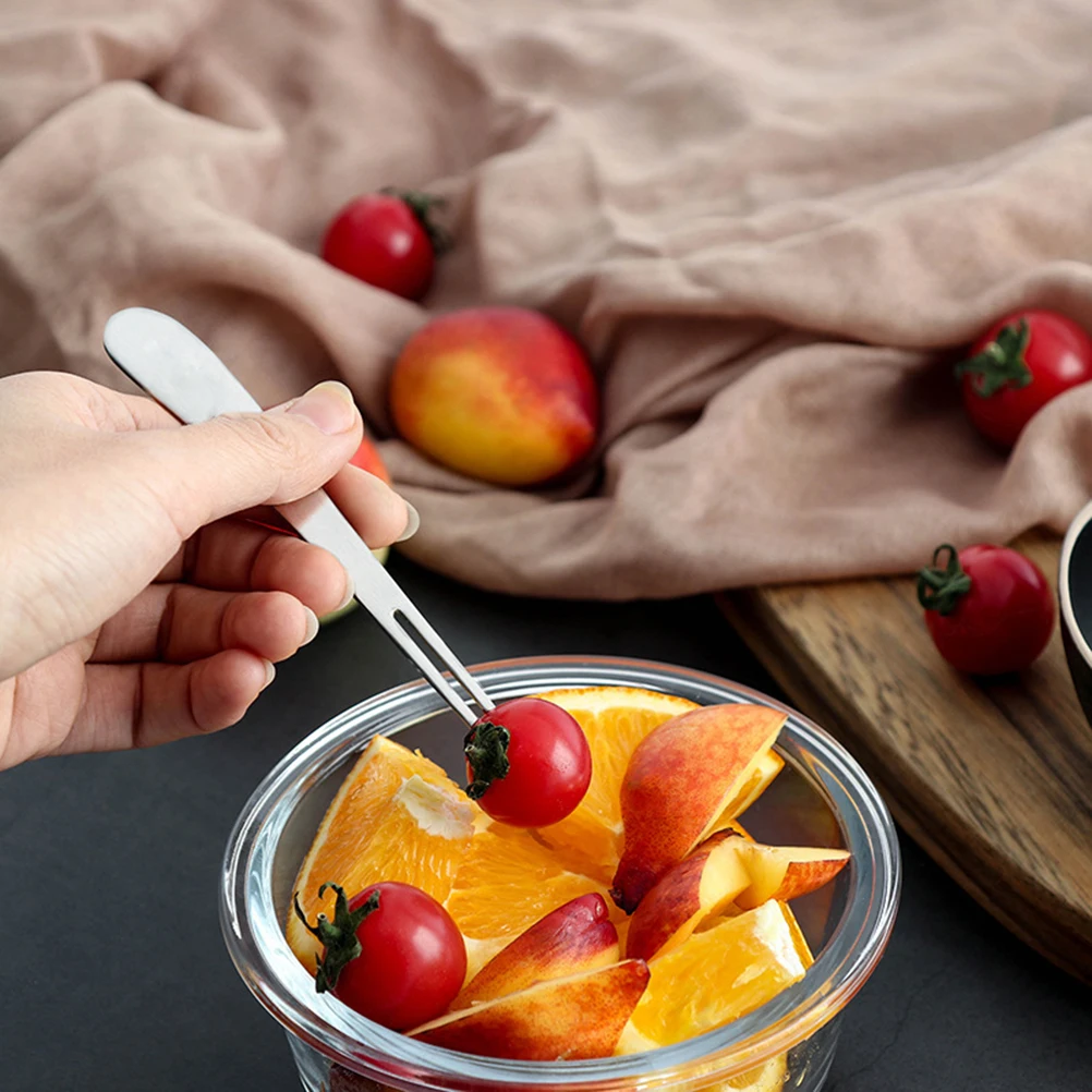 

3Pcs Fruit Forks 2 Prong Stainless Steel Dessert Forks for Snacks Cake Cupcake Picks Fine Dining Tableware Elegant Finish