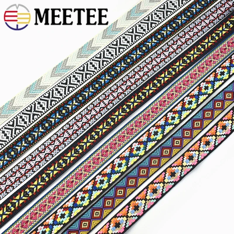 3-10Meters 20-25mm Polyester Jacquard Webbing Ethnic Ribbons for Bag Strap Tape Bias Binding DIY Garment Belt Sewing Accessories