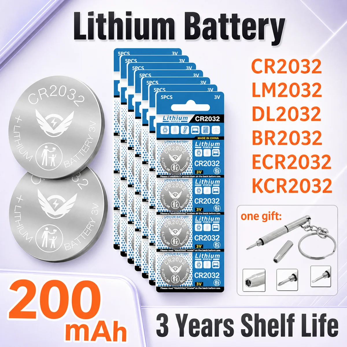 Lithium Coin Cell Battery CR2032 3V 5-100PCS Replacement BR2032 ECR2032 For Watch Toy Clock Remote Control