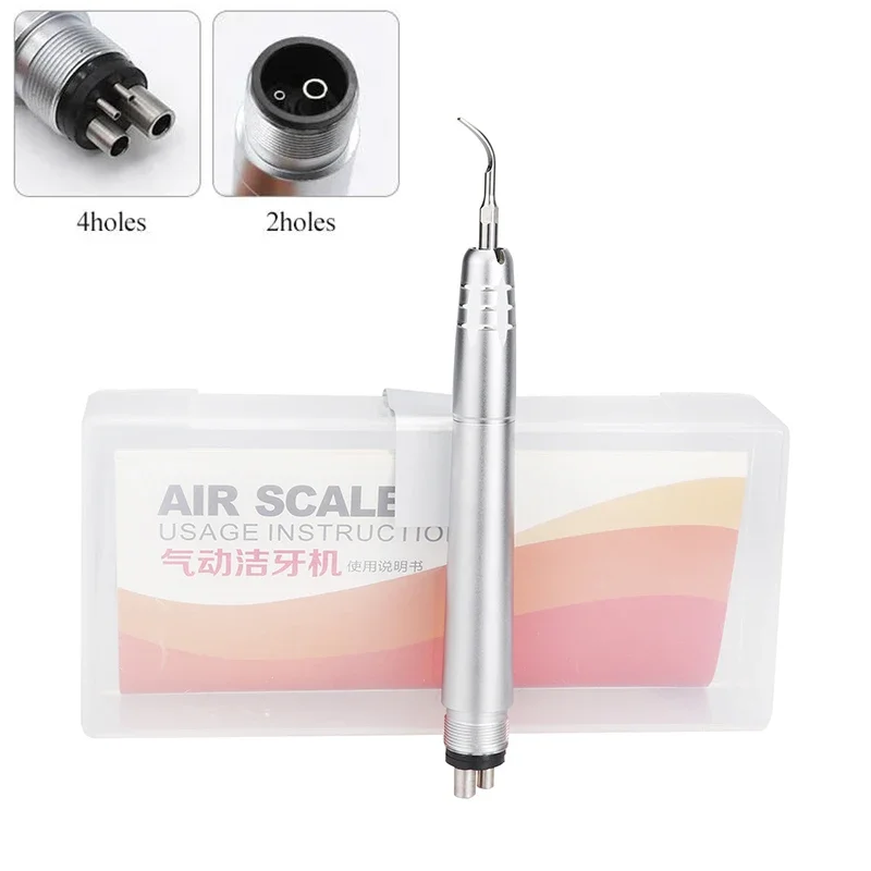 

2/4 Hole Dental Ultrasonic Air Scaler Pneumatic Scaler Handpiece Tooth Cleaning Whitening Cleaner Dental Equipment with 3 Tips