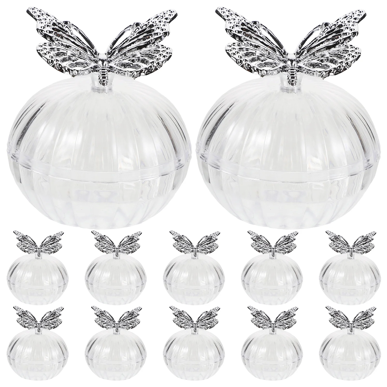 

12Pcs European Wedding Candy Box Butterfly Lid Small Round Candy Packaging Box Party Favor Treat Organizer Chocolate Storage