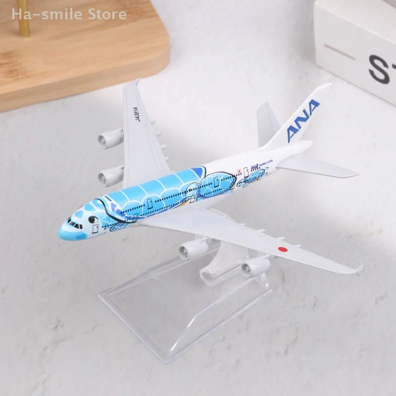 

1 комплект, 16 см, синяя морская черепаха, Airbus 380 A380, Airways, литой под давлением самолет из металлического сплава, Air Japan ANA Airlines, модель самолета, игрушка