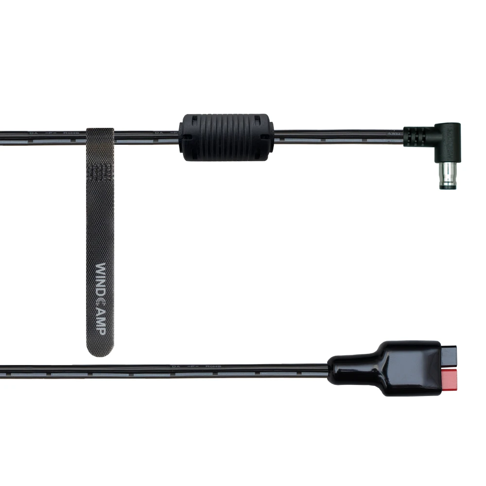 Kabel zasilający WINDCAMP FTX-1F DC z rdzeniem ferrytowym, przewód miedziany wielożyłowy AWG18, długość 90 cm, czarny — zdjęcie produktu 5