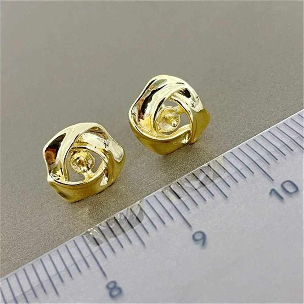 18K Gold Color Earrings Hoops High Quality Jewelry Making Supplies Diy Findings Accessories No Pearl E030