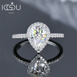 IOGOU 2ct Pear Cut D Moissanite Halo Engagement Ring Sterling Silver 925 Promise Wedding Rings For Women Jewelry Real Certified