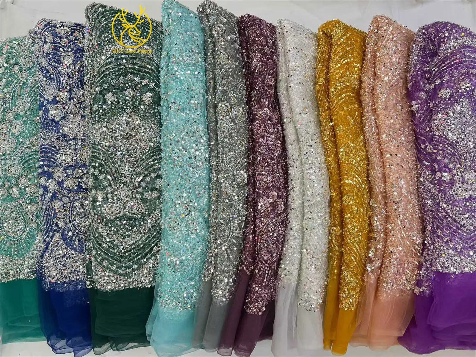 2026 Luxuriöser Afrikanischer Bräutigam Stickerei-Perlen-Spitzenstoff Hochwertiger Französischer Pailletten-Spitzenstoff für Brautkleid-Material – Detail 3
