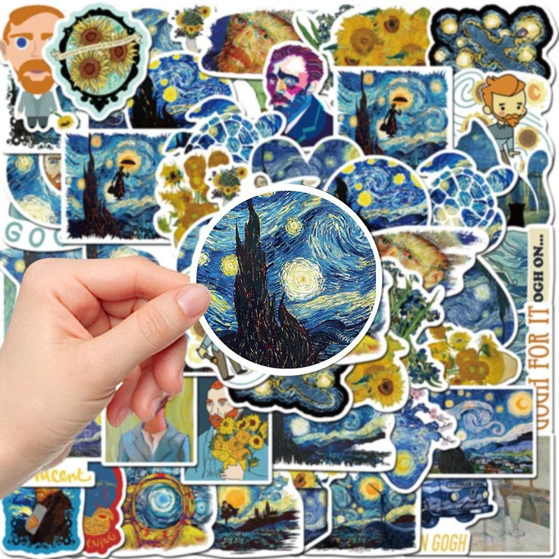 

40Pcs Decorative Stickers Famous Artists Van Gogh Art Painting Graffiti Decal Scrapbooking Sticker The Starry Night,Sunflower