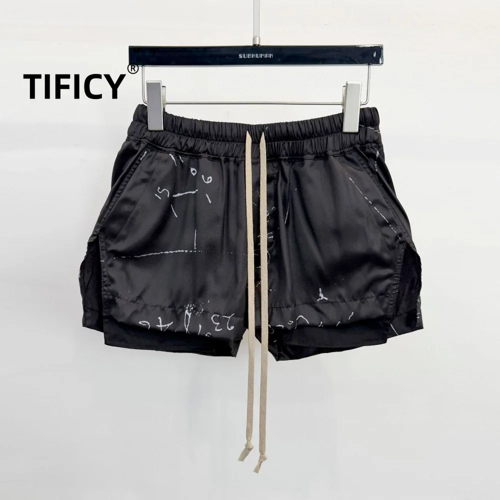 High-Street-Shorts für Damen im dunklen Stil mit Graffiti-Print, locker sitzend und atmungsaktiv, mit elastischem Bund