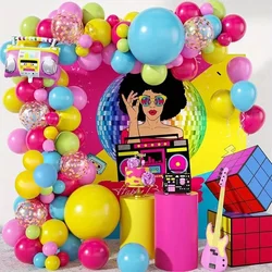 110Pcs Retro Eighties Disco Theme Radio Balloon Arch Set for Rock Theme Birthday Anniversary Bachelor Party Photo Background Decoration Scene Setup Balloon Set
