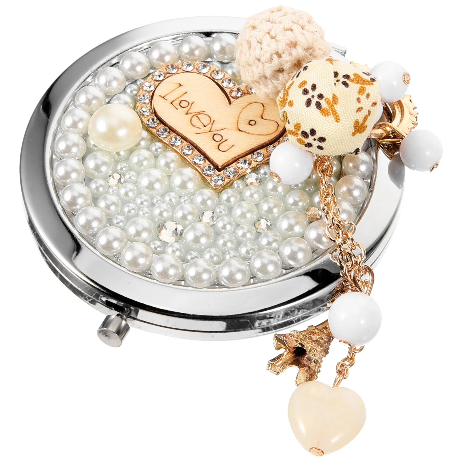 

Chic Elegant Metal Compact Mirror Double Sided Portable Makeup Mirror for Women Travel Purse Bag Vanity Accessory