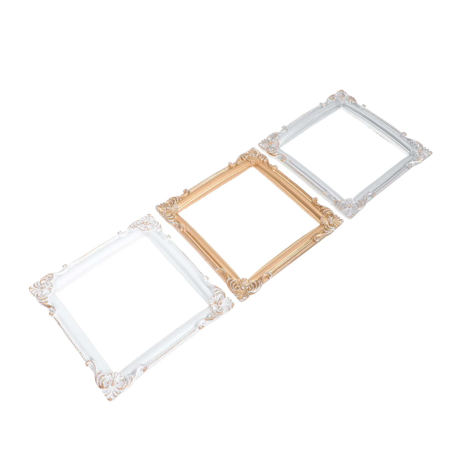 

3Pcs Vintage Photo Frame Props Retro Picture Frames Resin Decorative Frames for Jewelry Display and Photo Background
