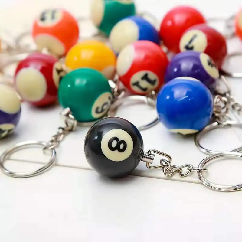 25mm Lucky Differet Color Billiard Ball KeyChain Gifts Snooker Table No. 8 Black Ball Key Rings Snooker Cue Accessories