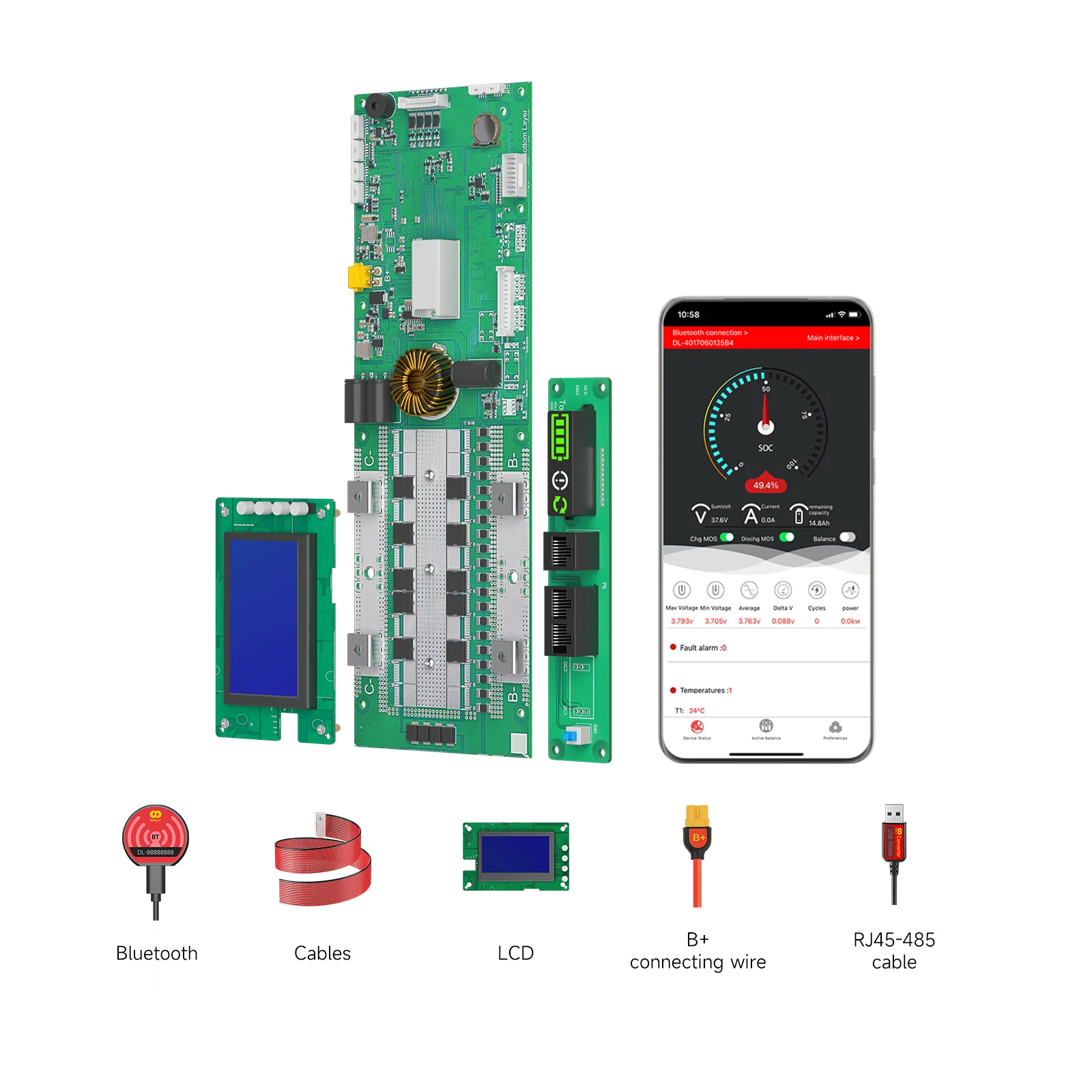 DALYBMS Smart Inverter BMS 8S 16S 24V 48V 100A 200A Energy Storage Lifepo4 3.2V Battery BMS RS485 CAN WiFi Growatt Deye Inverter