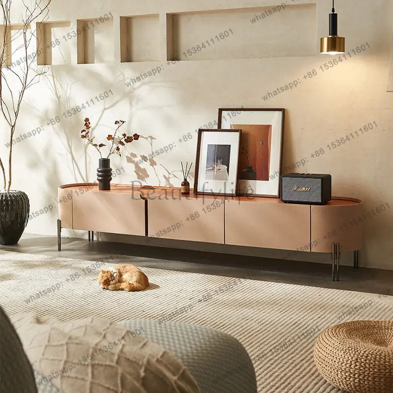 LD Italian light luxury TV cabinet modern simple high-end atmospheric film and television cabinet saddle leather