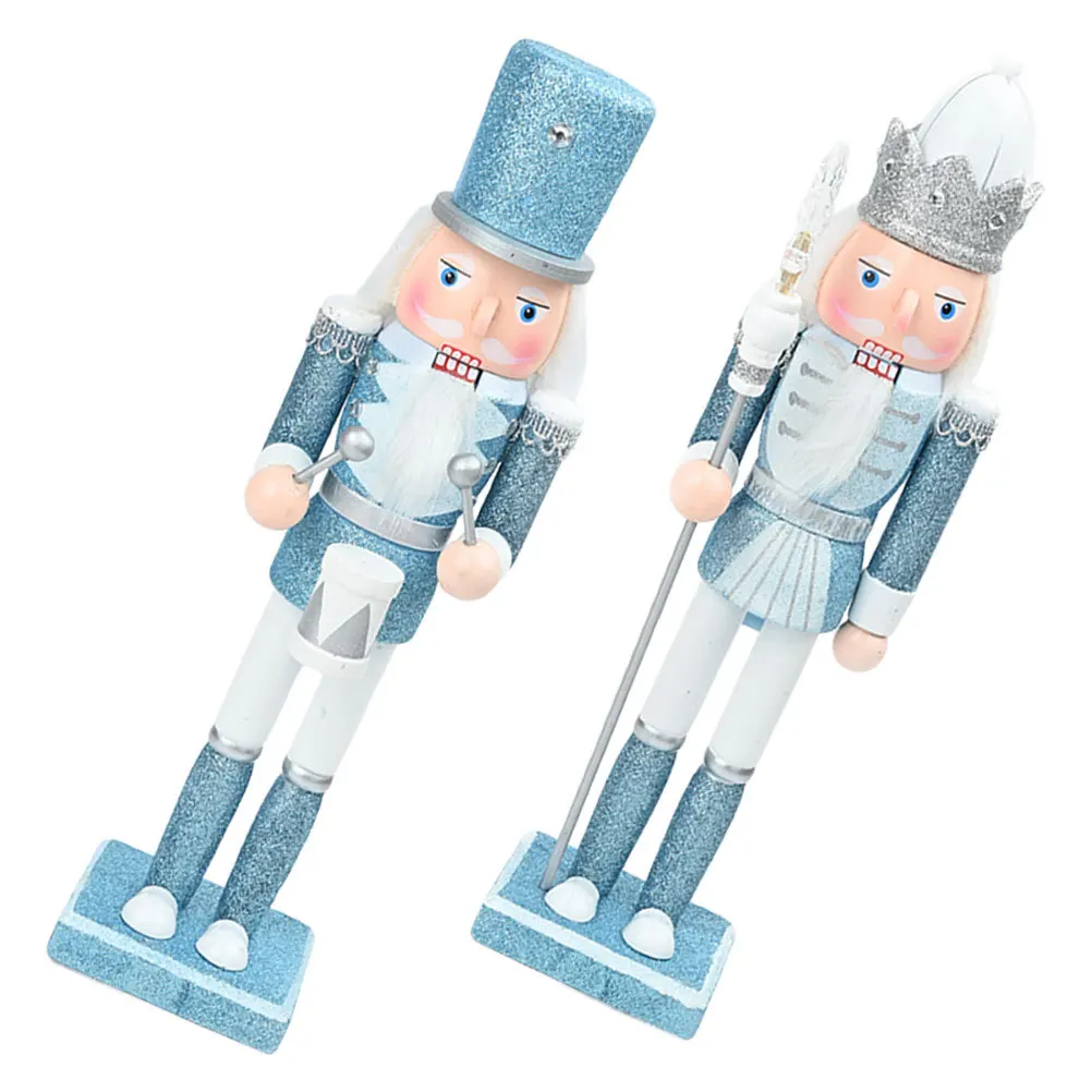 

2Pcs Christmas Nutcracker Decorations Blue Wooden Soldiers Classic Festive Home Decor Table Desktop Figures Holiday