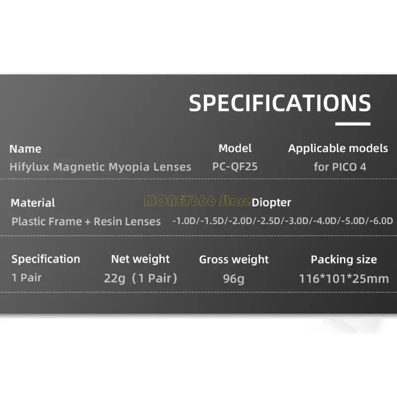 F62C Miopia Gelas Lensa Transparan Sisipkan bingkai magnetik untuk headset PICO 4