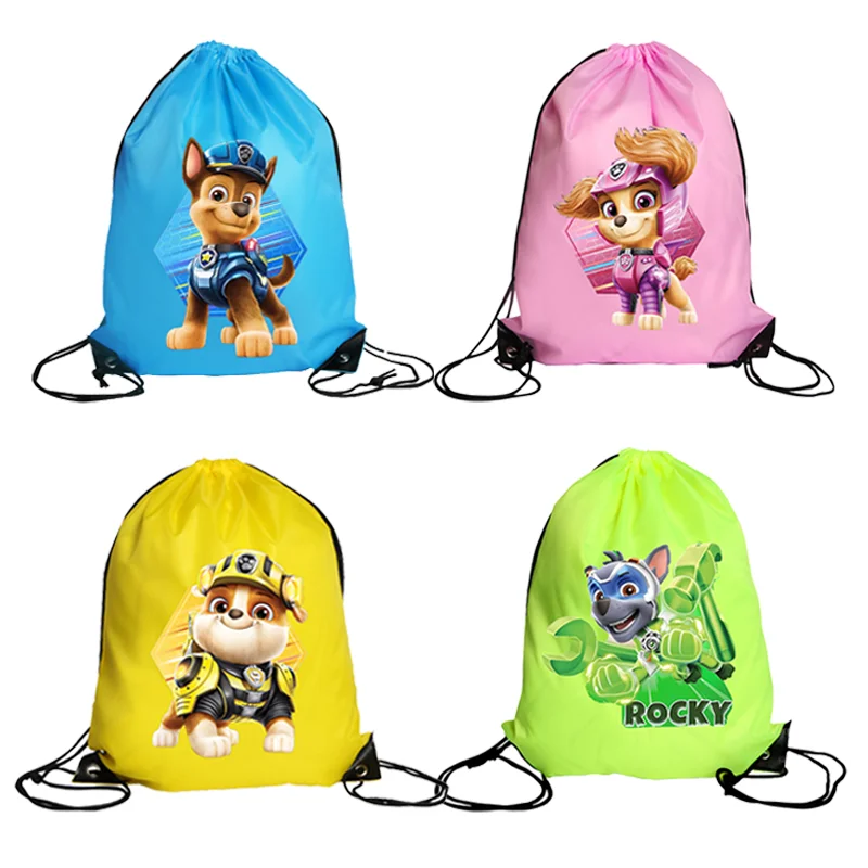 Mochila de Cordão Paw Patrol para Esportes e Caminhadas, Bolsa de Armazenamento para Roupas e Calçados, Mochila Impermeável com Personagens Fofos como Chase e Skye