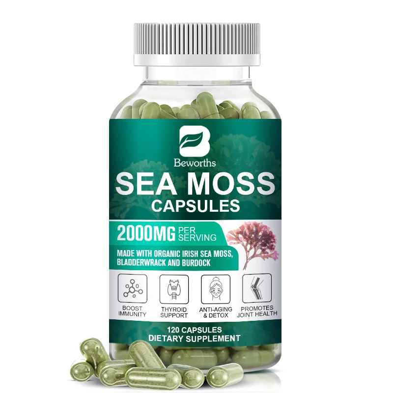 

BEWORTHS Organic Wild Irish Sea Moss Bladderwrack Capsules Joint Health Flexibility & Promotes Immunity Supplements Gluten Free