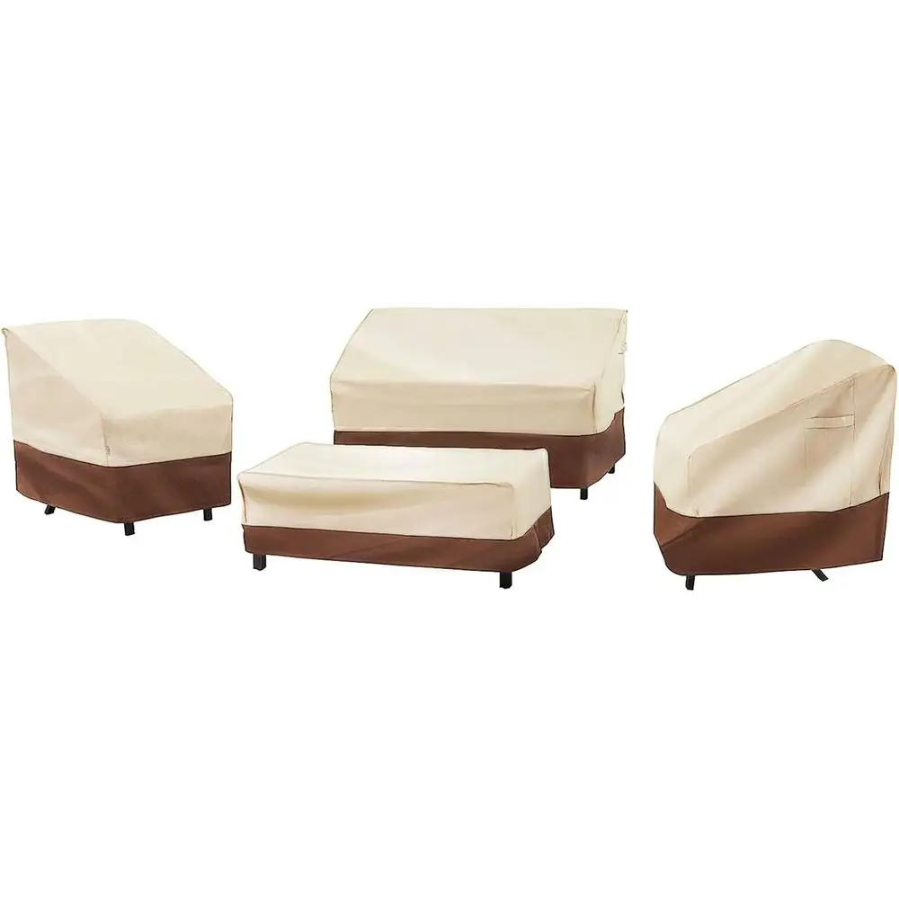 

loriano Patio urniture Cover Set, 4 Piece Outdoor urniture Cover Waterproo, 600D Heavy Duty Lawn Patio Set Covers