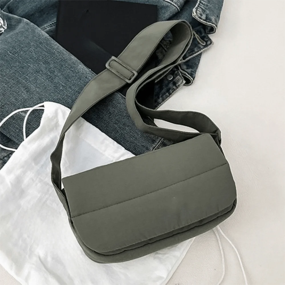 Chic Feminina Elegant Macaron Crossbody Bag Lightweight Multifunctional Nylon Shoulder Bag Solid Color Simple Message Bag Autumn
