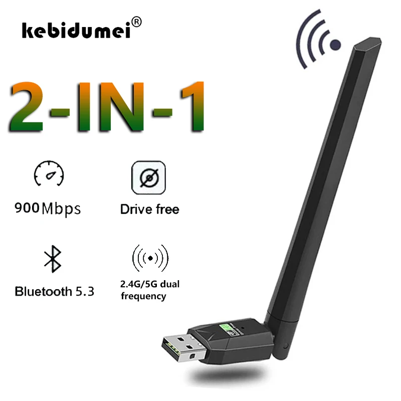 900Mbps WiFi 6 AX900 USB Adapter 2 in 1 Bluetooth 5.3 Network Card 2.4G&5Ghz 5dbi Antenna USB Dongle Receiver Free Driver For PC