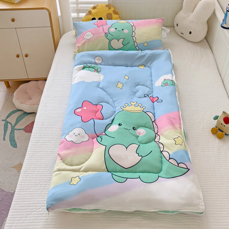 

Autumn/Winter Kids Cartoon Sleep Wrap Blanket Child Sleeping Bag Kintted Cotton+Bean Velvet AB side Warm Comforter Boy Girl Gift