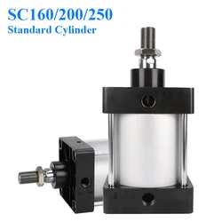 SC160 SC200 SC250 Big Bore Stroke 25 to 1000mm SC Standard Aluminum Alloy Air Cylinder Double Acting Pneumatic Piston Cylinder