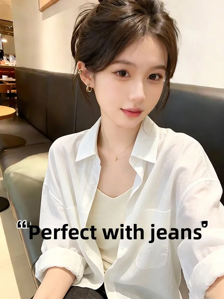 

White Women's Summer New Style Lightweight Breathable Sun Protection Shirt Carrying Strap Open Cardigan Loose Versatile Outer...