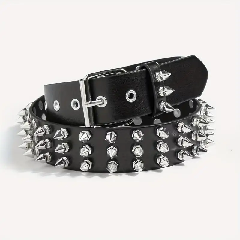 Vintage Black Leather Belt Small Studded Edgy Punk Goth Rock Boho 90s Shiny il_1080xN.6631499681_46r4.jpg main image 2