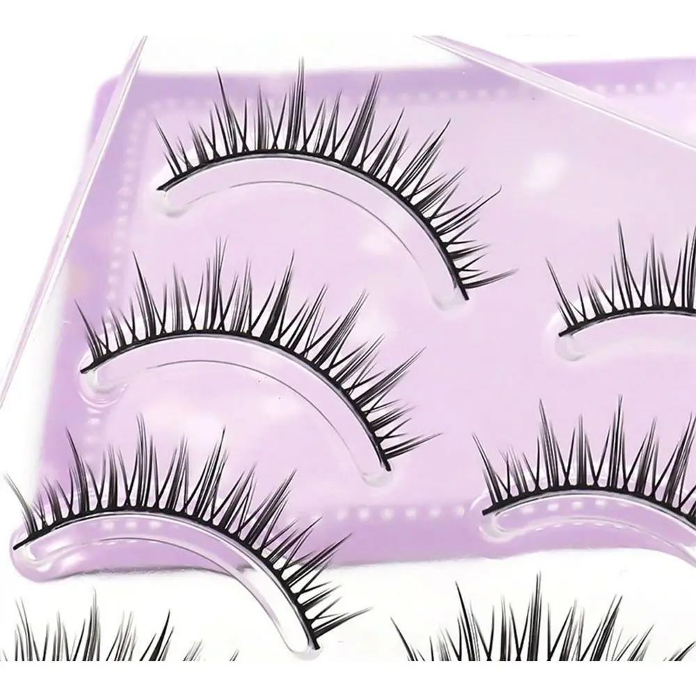 3D 5 Pairs Korean Japanese Spiky Fairy Lashes Anime Wispy Manga Lashes Faux Mink Lashes Natural Look False Eyelashes