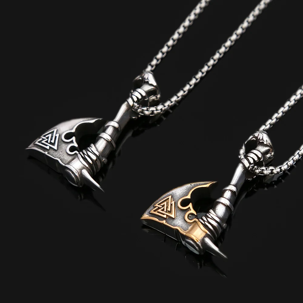 100pcs/lot Cross border Jewelry Stainless Steel Axe Necklace Women's Personalized Versatile Hip Hop Accessories Men's Pendant