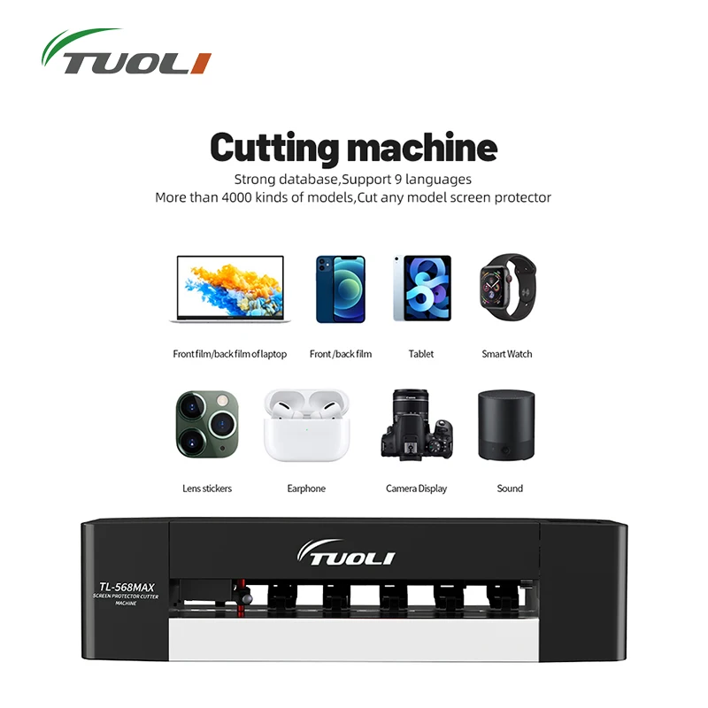 TUOLI TL568MAX Black Intelligent Film Cutter Flexible Hydraulic Screen Protector Cutting Machine for Tablet Watch Phone