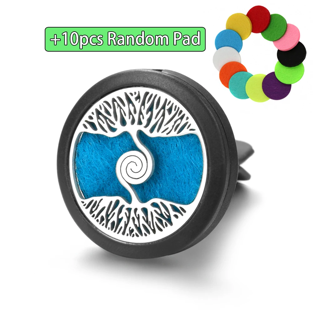 Trendy Black Car Air Freshener Clip Stainless Steel Car Aromatherapy Locket Essential Oil Diffuser Pendant Accept Custom Pattern