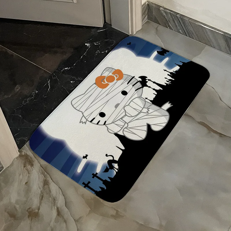 

Дверной коврик с рисунком «Мума Китти», украшение для дома, ковер для ванной комнаты, напольный коврик с фланелевым принтом, нескользящий напольный коврик с отскоком