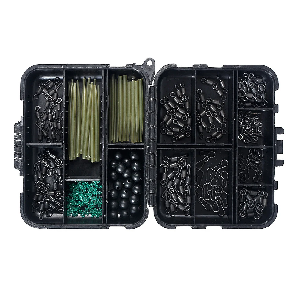 Carp Fishing Tackle Sturdy Plastic Box Swivels Hair Functional Hooks Not Easy To Be Crushed Plastic Rigs 1 Box