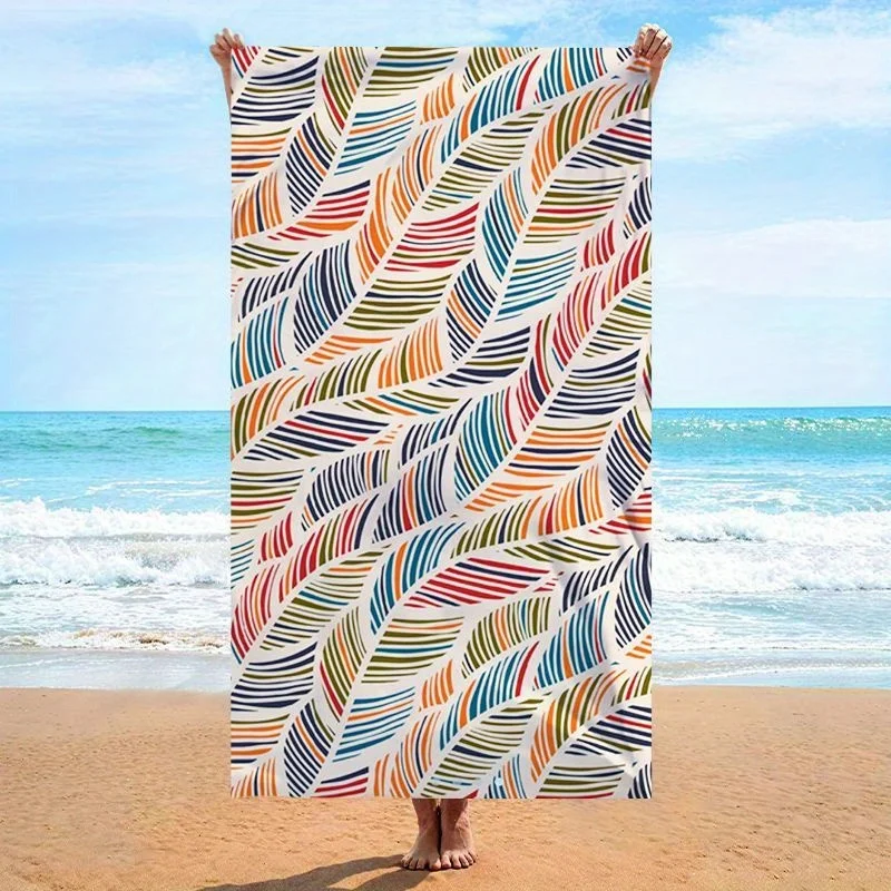 

Пляжное полотенце с модным принтом листьев, защита от солнца, ветрозащитное, подходит для бассейна, кемпинга, дорожного одеяла
