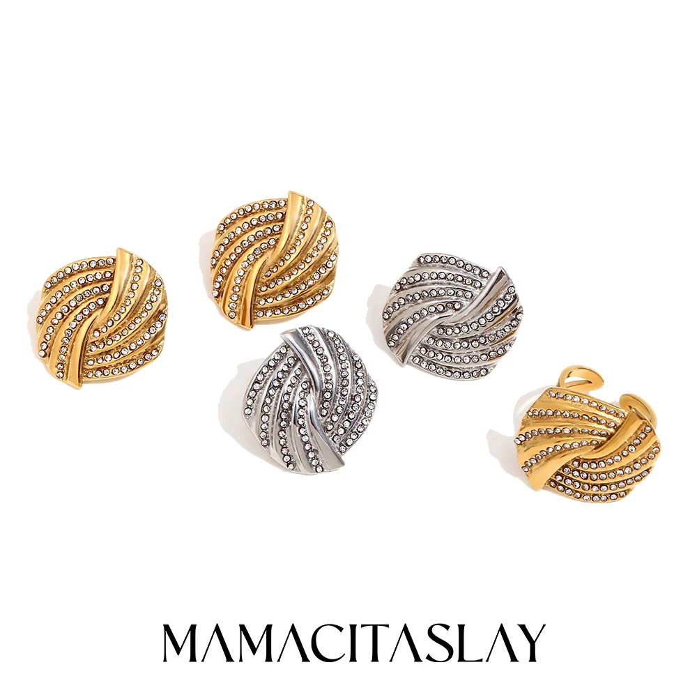 

MamacitaSlay New In Geometric Crossed Feathers earrings 18K Gold Plated Feathers Rings stainless steel jewelry woman