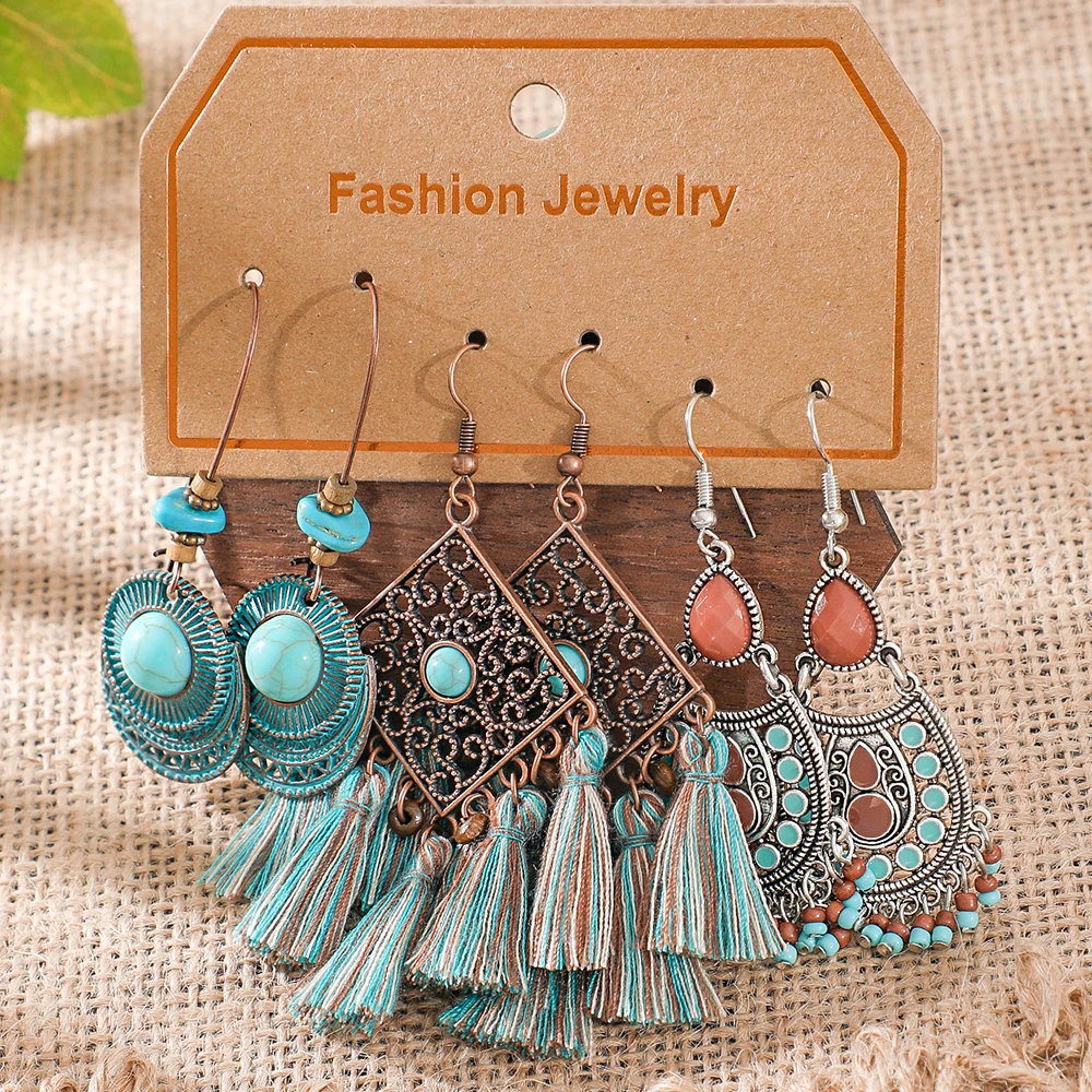 Set of 3 Pairs of Bohemian Earrings for Women Versatile Earrings Perfect for Beach Vacations Commuting Parties and Dates.