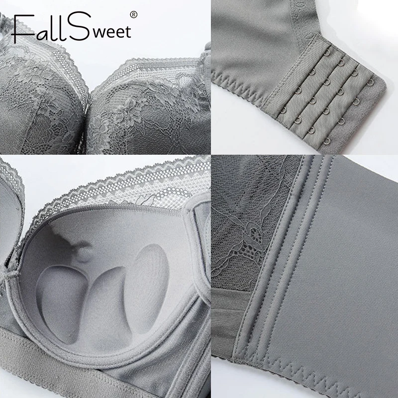 FallSweet Push Up Bra for Women Padded Plus Size Underwire Bras Sexy Lingeire Lace Underwear C D E Cup