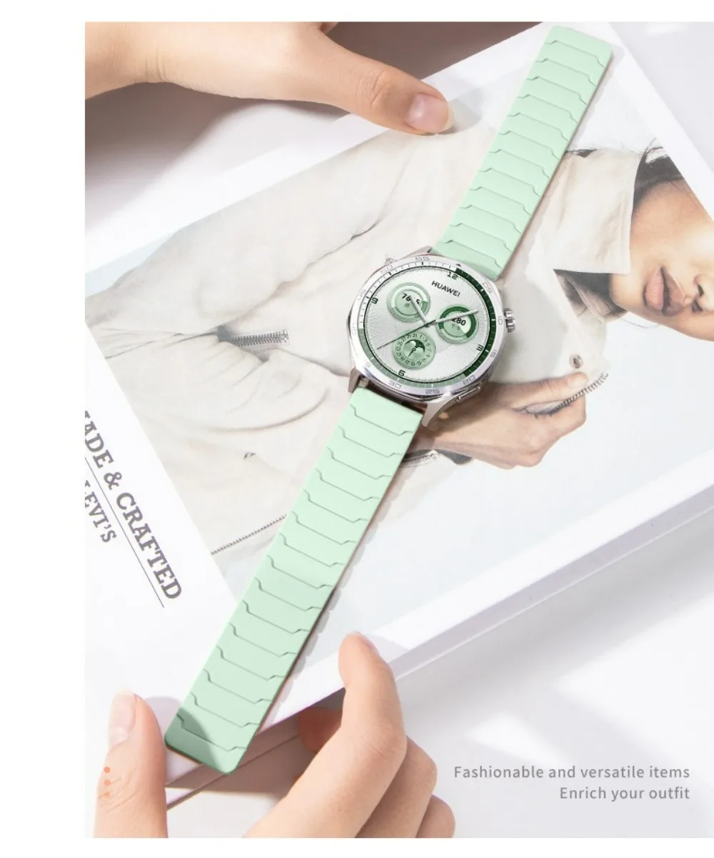 حزام سيليكون مغناطيسي لساعة هواوي 20 ملم 22 ملم GT4/5/5/6 Pro GT3 46 ملم سوار رياضي لـ Amazfit Active 2/GTS/GTR/Bip 6/Balance2