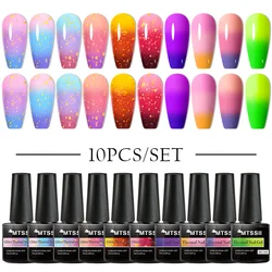 10/12pcs Thermal Gel Nail Polish Set Temperature Color Changing Semi Permanent Varnish Soak Off UV LED Manicure Nail Art Kit