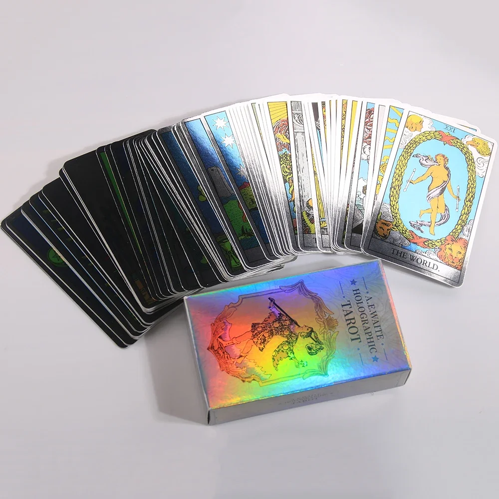 Regenbogen-Tarotkarten-Set, Tarotkarten für Anfänger, Holografisches Tarot-Deck, 78 Stück, Englisch, Für Spirituelles Wachstum – Detail 5