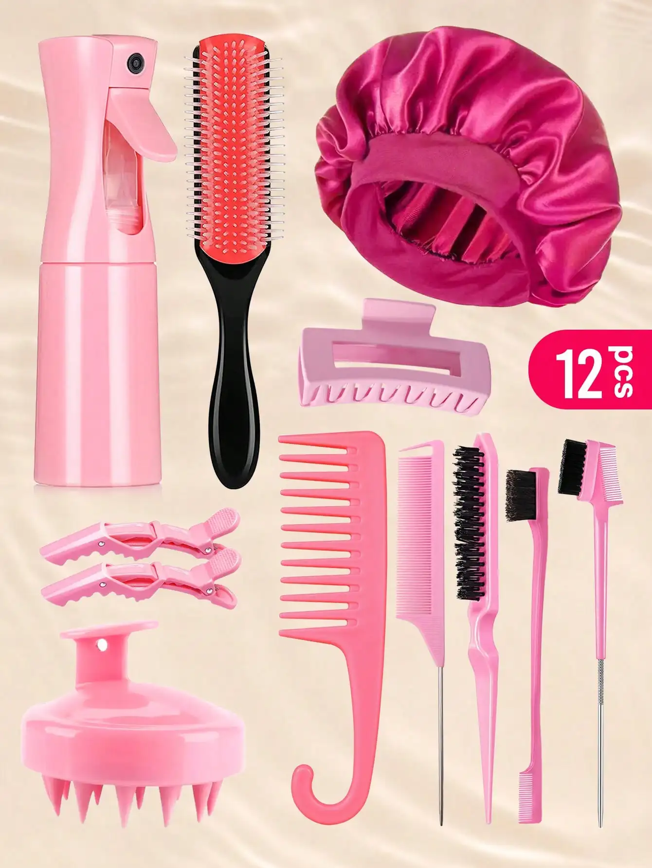 4Pcs Topsy Tail Hair Tool Hair Looping Tool Hair Braiding Tool With Rat Tail Comb, Ponytail Loop Hai ,Hair Rollers,Heatless Curls,Hair Curler,Hair Products And Accessories For Barber Salon Beauty Travel Essentials